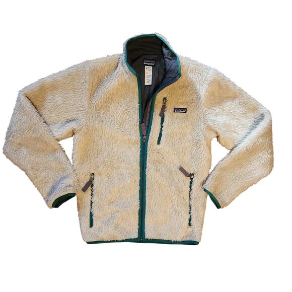 Men's Vintage Patagonia Deep Pile Retro X Full Zip XS Cream Off White Blue Green - Picture 1 of 16